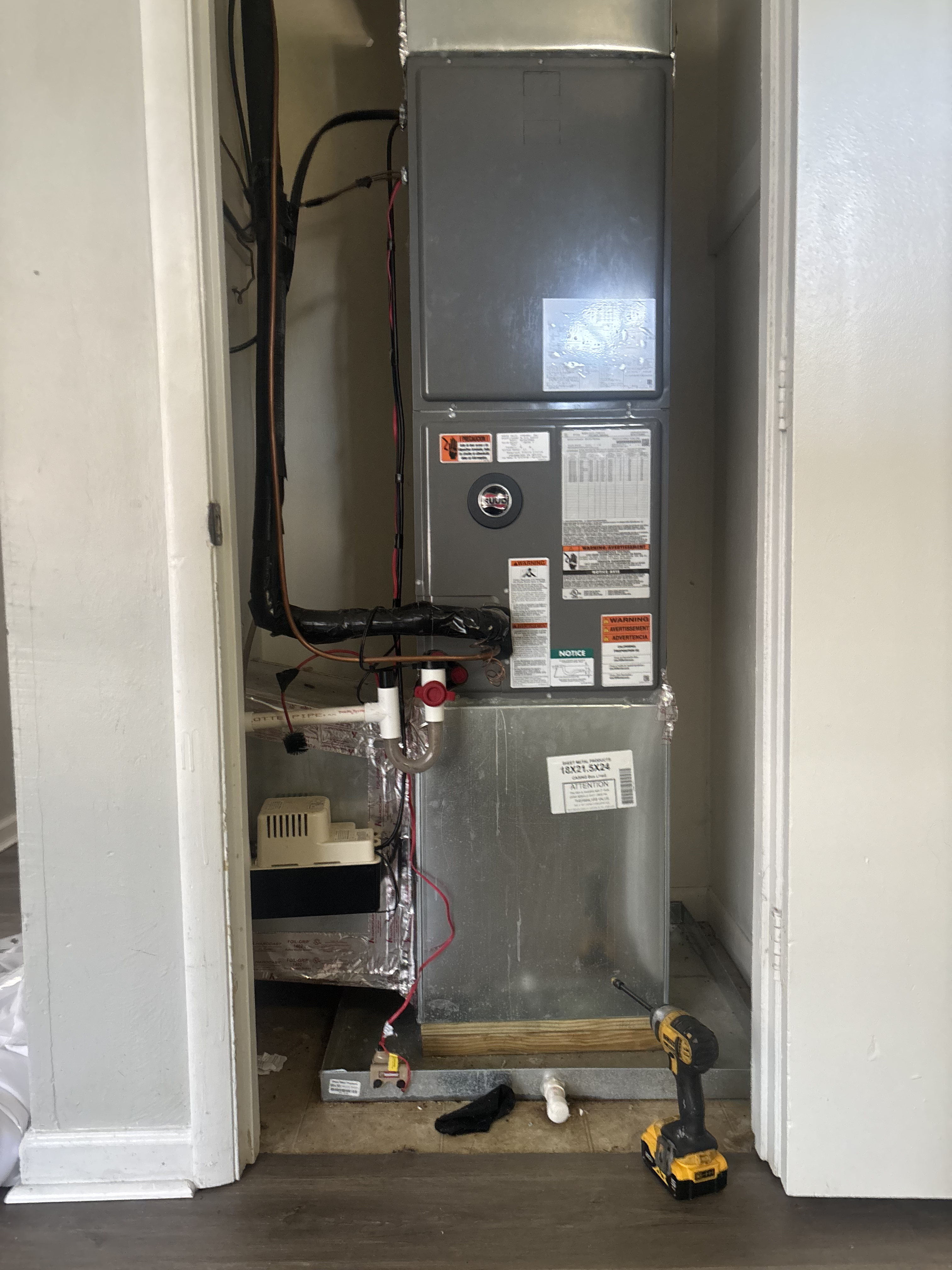 Air handler installation in utility closet